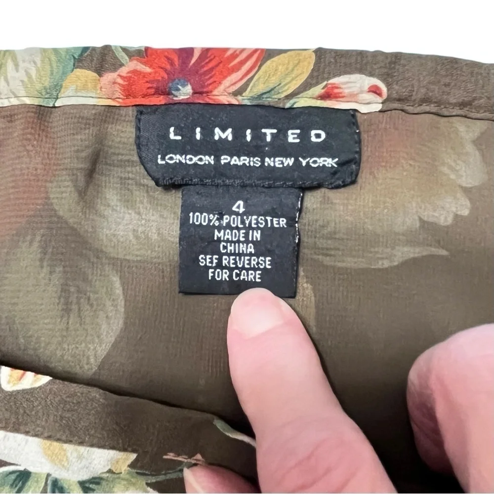 The Limited Floral Roses Fall Color Chiffon Skirt Size 4